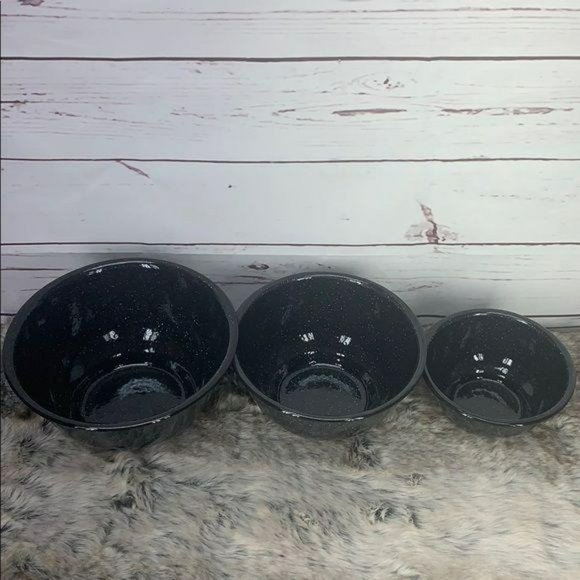 ThirstyStone Black Speckled 3 Piece Bowl Set bakin - Picture 7 of 10